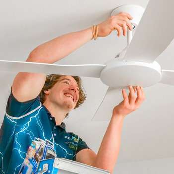 electrician fitting a Ceiling Fan